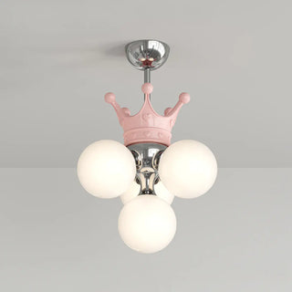 ZOWALA - 3-Light Ball Crown Beige Resin Small Kids Room Chandelier Image - 10