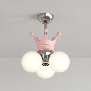 ZOWALA - 3-Light Ball Crown Beige Resin Small Kids Room Chandelier Image - 5