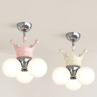 ZOWALA - 3-Light Ball Crown Beige Resin Small Kids Room Chandelier Image - 11