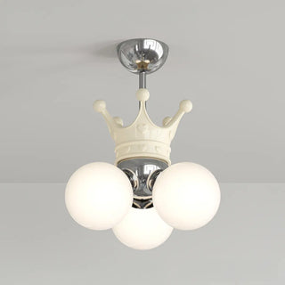 ZOWALA - 3-Light Ball Crown Beige Resin Small Kids Room Chandelier Image - 6