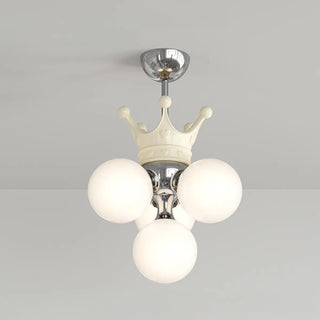 ZOWALA - 3-Light Ball Crown Beige Resin Small Kids Room Chandelier Image - 13