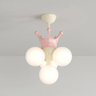 ZOWALA - 3-Light Ball Crown Beige Resin Small Kids Room Chandelier Image - 15