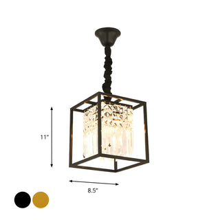 ZOWALA - Small Crystal Black Cube Chandelier #size