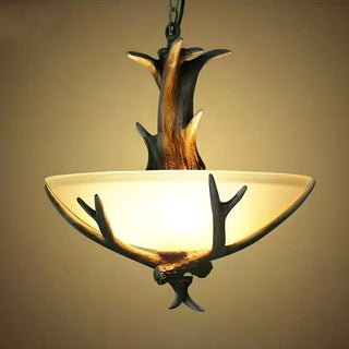 ZOWALA - Small Farmhouse Antler Glass Bowl Chandelier Image - 11