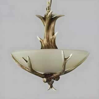 ZOWALA - Small Farmhouse Antler Glass Bowl Chandelier Image - 12