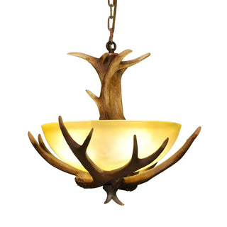 ZOWALA - Small Farmhouse Antler Glass Bowl Chandelier Image - 14