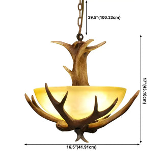 ZOWALA - Small Farmhouse Antler Glass Bowl Chandelier #size