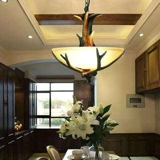 ZOWALA - Small Farmhouse Antler Glass Bowl Chandelier Image - 1
