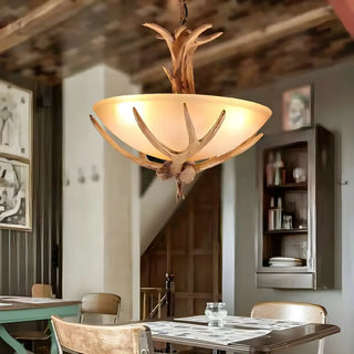ZOWALA - Small Farmhouse Antler Glass Bowl Chandelier Image - 2