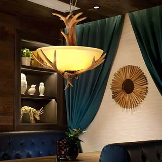 ZOWALA - Small Farmhouse Antler Glass Bowl Chandelier Image - 3