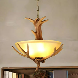 ZOWALA - Small Farmhouse Antler Glass Bowl Chandelier Image - 7