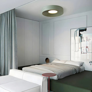 Simple Small Green Drum LED Flush Mount Ceiling Light Zawala Image - 1