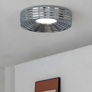 Simple Small Green Drum LED Flush Mount Ceiling Light Zawala Image - 11