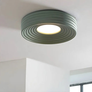 Simple Small Green Drum LED Flush Mount Ceiling Light Zawala Image - 2