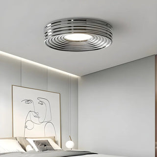 Simple Small Green Drum LED Flush Mount Ceiling Light Zawala Image - 4