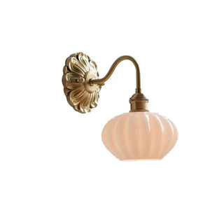 Vintage Frosted Glass Gold Drum Metal Wall Sconce Zawala Image - 10