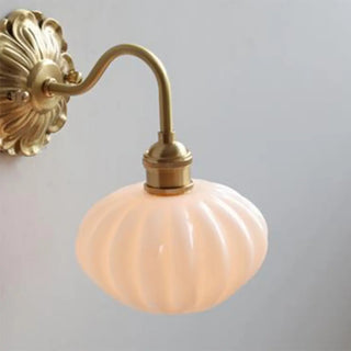 Vintage Frosted Glass Gold Drum Metal Wall Sconce Zawala Image - 11