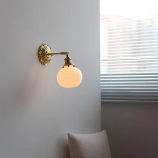Vintage Frosted Glass Gold Drum Metal Wall Sconce Zawala Image - 4