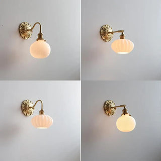 Vintage Frosted Glass Gold Drum Metal Wall Sconce Zawala Image - 5