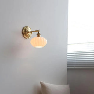 Vintage Frosted Glass Gold Drum Metal Wall Sconce Zawala Image - 8