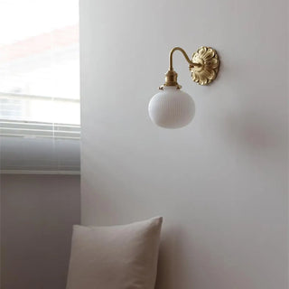 Vintage Frosted Glass Gold Drum Metal Wall Sconce Zawala Image - 9