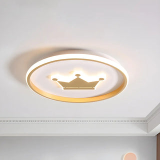 Simple Small Gold Round Crown LED Flush Mount Light Zawala Image - 2