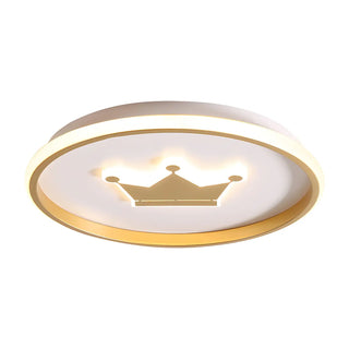 Simple Small Gold Round Crown LED Flush Mount Light Zawala Image - 4