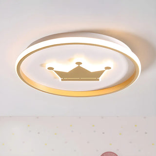 Simple Small Gold Round Crown LED Flush Mount Light Zawala Image - 5