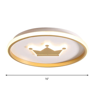 Simple Small Gold Round Crown LED Flush Mount Light Zawala Image - 8