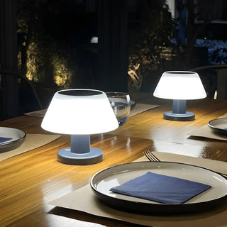 Unique Conical Geometric White Metal Outdoor Table Lamp Zawala Image - 1