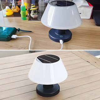 Unique Conical Geometric White Metal Outdoor Table Lamp Zawala Image - 2