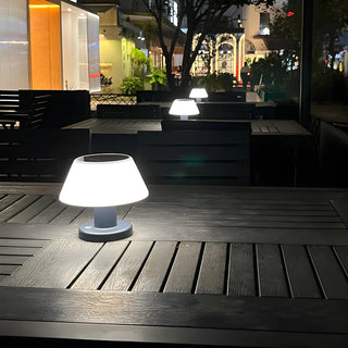 Unique Conical Geometric White Metal Outdoor Table Lamp Zawala Image - 3