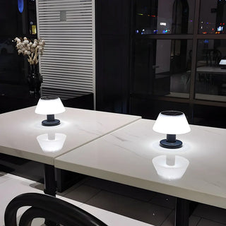 Unique Conical Geometric White Metal Outdoor Table Lamp Zawala Image - 5