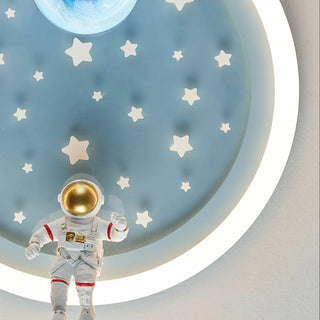 Kids Bedroom Blue Space-Themed Round Flush Mount Light Zawala Image - 10