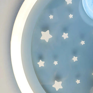 Kids Bedroom Blue Space-Themed Round Flush Mount Light Zawala Image - 7
