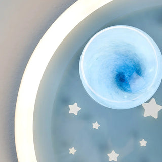 Kids Bedroom Blue Space-Themed Round Flush Mount Light Zawala Image - 8