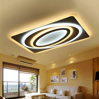 Living Room Wormhole Rectangle LED Flush Mount Light Zawala Image - 1