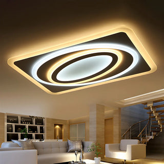 Living Room Wormhole Rectangle LED Flush Mount Light Zawala Image - 2