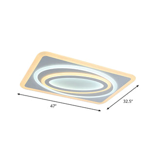 Living Room Wormhole Rectangle LED Flush Mount Light Zawala #size