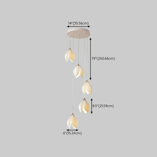 ZOWALA - Art Deco Modern Ceramic Flower Lotus Pendant Light Image - 22
