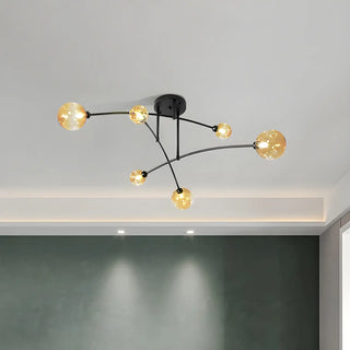 ZOWALA - Large Sputnik 6-Head Amber Ball Semi-Flush Mount Light Image - 2