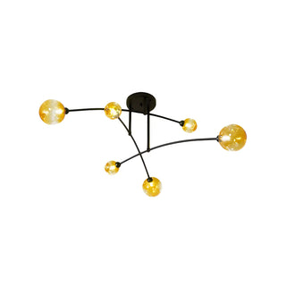 ZOWALA - Large Sputnik 6-Head Amber Ball Semi-Flush Mount Light Image - 3