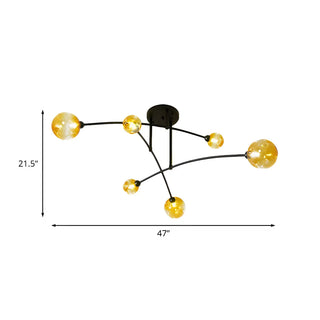 ZOWALA - Large Sputnik 6-Head Amber Ball Semi-Flush Mount Light Image - 4
