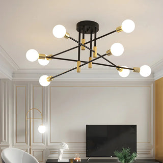 ZOWALA - Sputnik Black Gold Suspension Orb Chandelier Image - 3