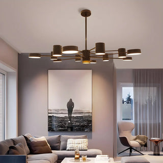 ZOWALA - Black Cylinder Iron Living Room Sputnik Chandelier Image - 1