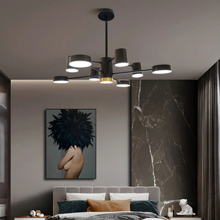 ZOWALA - Black Cylinder Iron Living Room Sputnik Chandelier Image - 2
