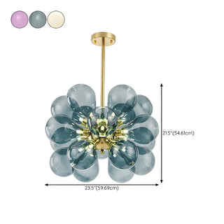 ZOWALA - Sputnik Blue Glass Bubble Chandelier #size