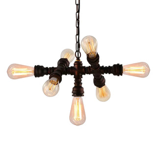 ZOWALA - Pipe Metal 7-Light Restaurant Edison Bulb Chandelier Image - 4