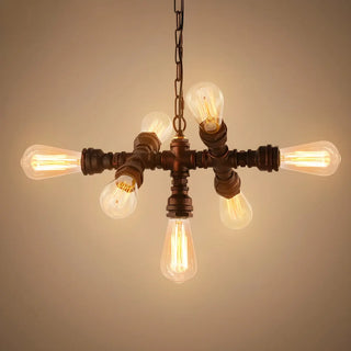 ZOWALA - Pipe Metal 7-Light Restaurant Edison Bulb Chandelier Image - 5