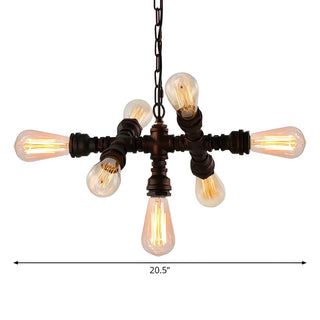 ZOWALA - Pipe Metal 7-Light Restaurant Edison Bulb Chandelier #size